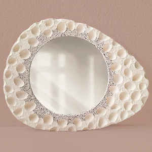 Paper Mache Organik Bej Duvar Aynası