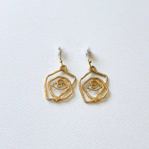 Rose Eye 24k Altın Kaplama Küpe