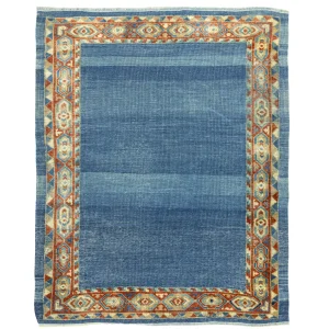 Velora Abrajlı Mavi Halı Kilim