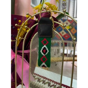 Göz Motifli El Dokuması Kilim Yeşil Anahtarlık