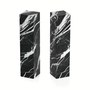 Stela Nero Marquina Siyah-Beyaz Mermer Dekoratif Sütun Obje