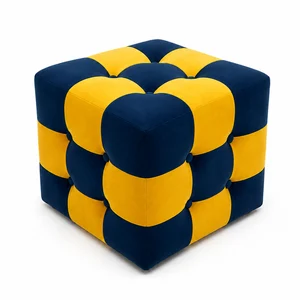 Patchwork Sarı-Lacivert Puf