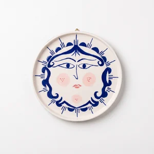 Blue Face Patterned Ceramic Wall Ornament