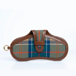 I-box Hakiki Deri & İngiliz Tartan Kahverengi Gözlük Kılıfı