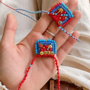 El İşçiliği Boncuklu Kırmızı Kolye