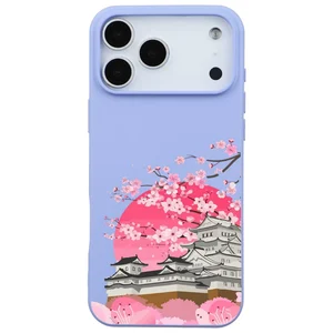 Iphone 17 Pro Max Lila Sakura Silikon Telefon Kılıfı