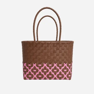 Mosaic Cocoa & Pink El Örgüsü Plaj Çantası
