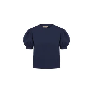 Puff Sleeve Navy Blue Blouse
